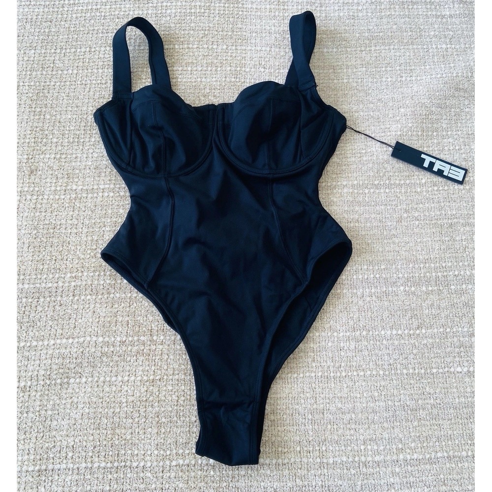 TA3 Lifty Bathing Suit Size XS Short F G Cup Black Corset Petite Slimming Sculpt